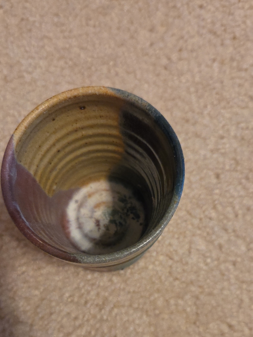 Handcrafted Ceramic Tumbler in Earthy Green and Brown